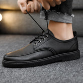 Men’s British Style Casual Leather Shoes – Lace-Up Design